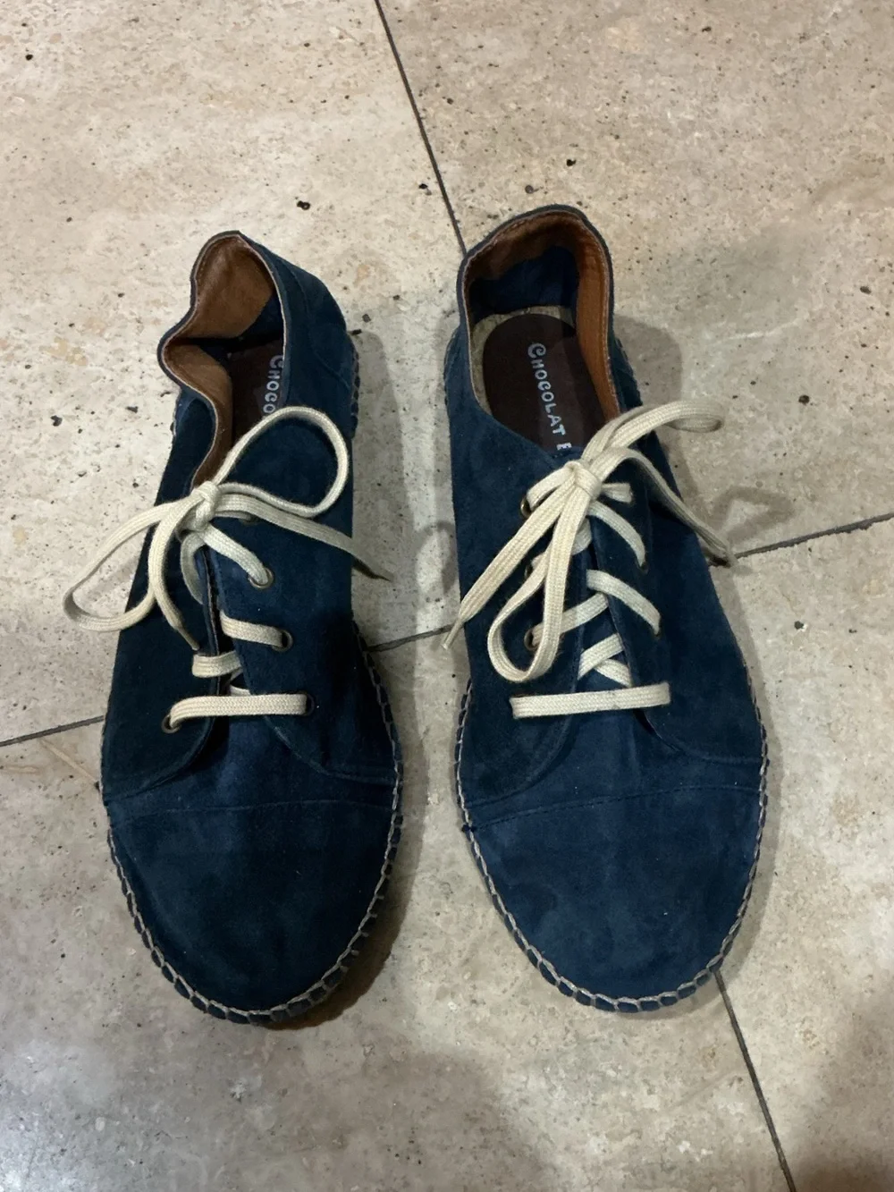 Chocolate Blu Navy Suede Lace-Up Espadrille Shoes